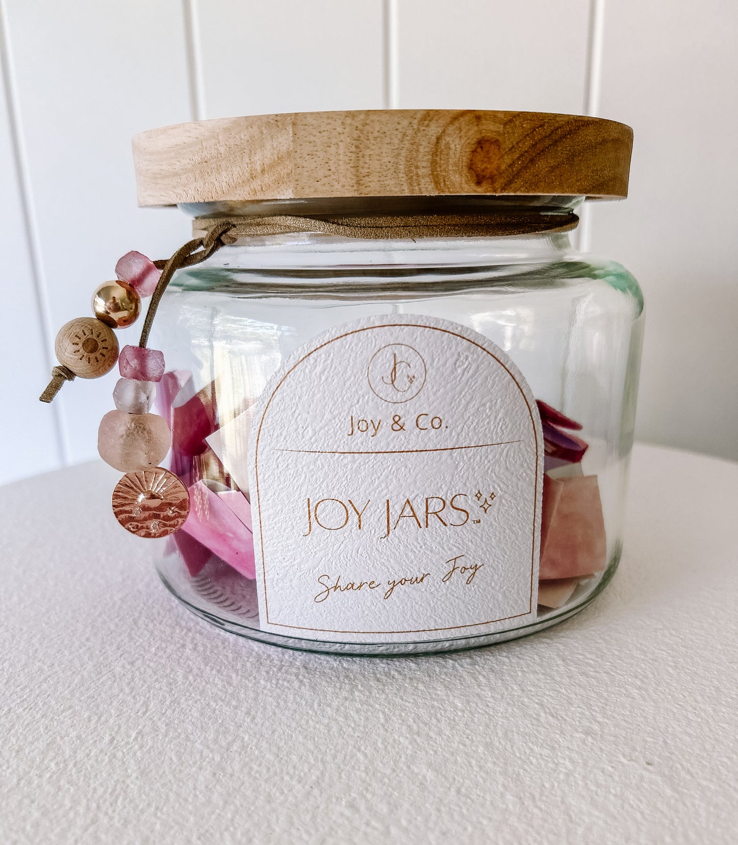 pink-joy-jar-recycled-glass-beads